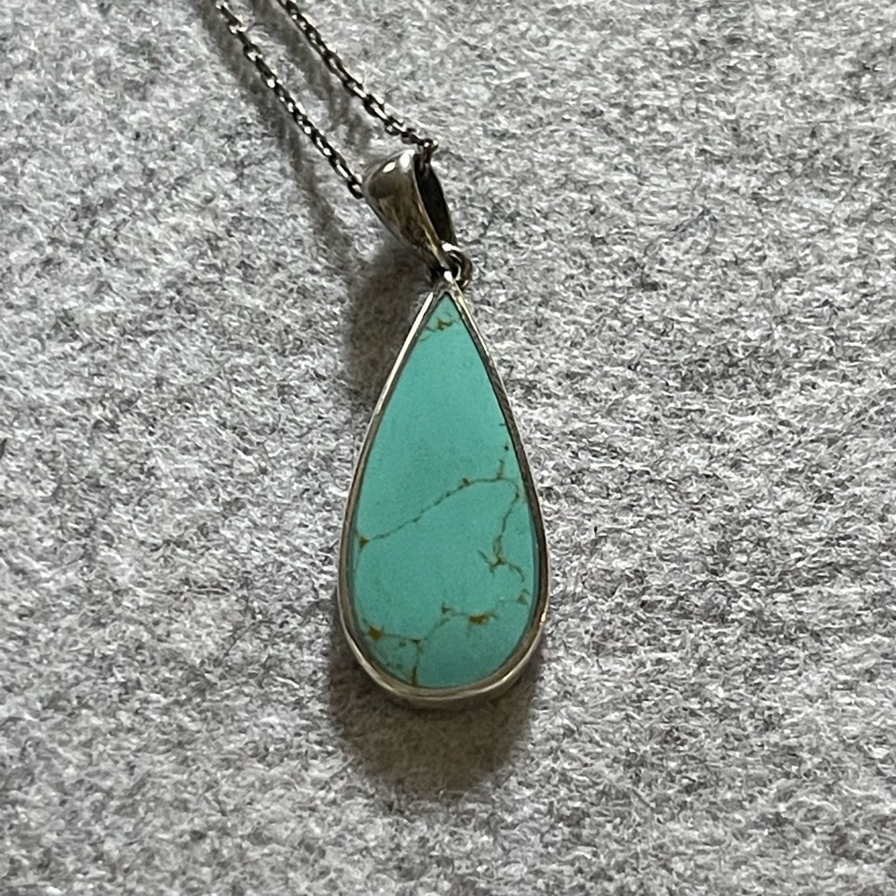 925 OM? 925 Italy chain necklace turquoise (?) inlay